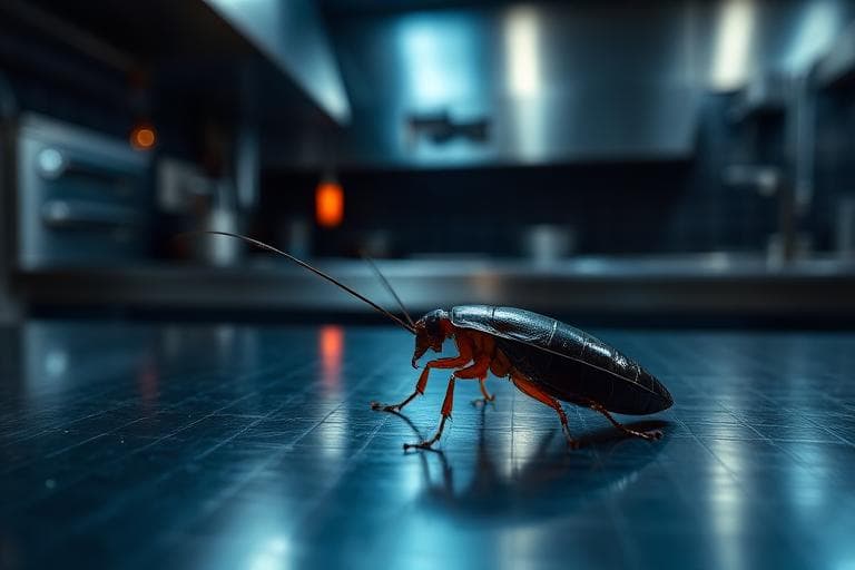 Cockroach on a commercial kitchen floor